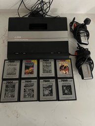 Atari Pro System 7800 Console TESTED W 2 Controllers And 8 Atari Games