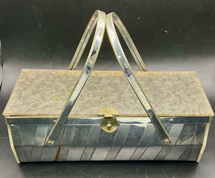 07. Vintage Mid Century Marbled Lucite And Metal With Handles Handbag Purse