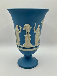 Wedgwood Blue Jasperware Sacrifice 7 1/2' Footed Pedestal Vase