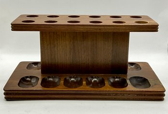 Vintage Wood 12 Smoking Pipes Display With Cabinet