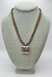 MH12 Silpada Bronze Tone Three Strand Necklace And Sterling Silver 925 Pendant 40g