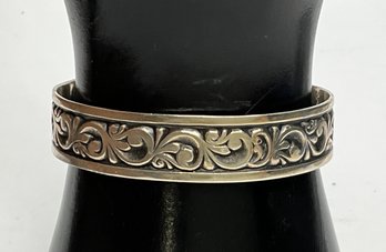 JA02 Levin Vintage Sterling Silver Ornate Floral Cuff Bracelet 15.57gr