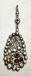 JA72 Vintage 925 Sterling Silver Modernist Organic Bubble Garnet Pendant Openwork 16.45gr