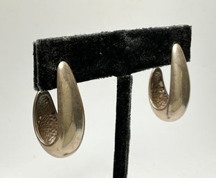 JA48 Vintage Ciani Sterling Silver Modernist Open Teardrop Hoop Earrings 13.80gr