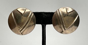 JA68 Vintage Sterling Silver Modernist Geometric Round Disc Post Earrings 16.08gr