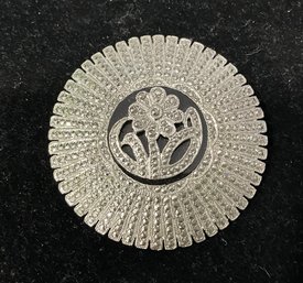 MH39 Vintage 925 Sterling Silver And Marcasite Floral Art Deco  Brooch Pin 25.05gr