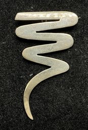 JA83 Vintage Taxco Mexico 925 Sterling Silver Modernist Abstract Wave Brooch Pin 14.49gr