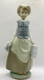 Lladro Spain Milkmaid Porcelain Figurine No Box