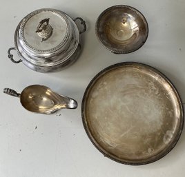 L3. Vintage Silver Plated Assorted Sizes Dinnerware Bowls, Trays