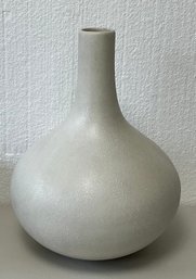 Contemporary Large Round Long Neck Matte White Vase