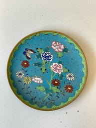 19th Century Cloisonne Floral Enamel Small Plate
