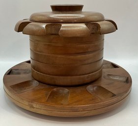 Vintage Wood Rotated Nine Smoking Pipes Display With Cabinet