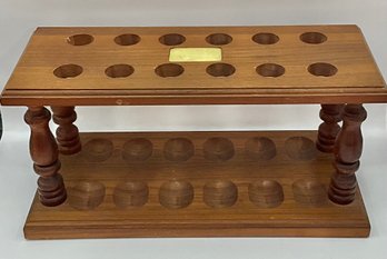 Vintage Wood Six Smoking Pipes Display With Cabinet