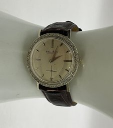 DI23 Lucien Piccard 14k Gold Case With Diamonds And Leather Band Watch