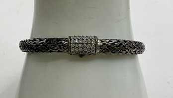DI30 John Hardy Style 925 Sterling Silver  Weave Cz Bracelet 25.46gr