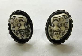DI34 Vintage Japanese NOH Mask Cufflinks