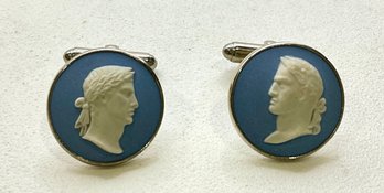 DI38 Wedgewood Blue Jasperware Cameo Cufflinks