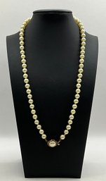 DI42 Vintage Classic  Pearl Strand With 925 Sterling And Metal Clasp Necklace
