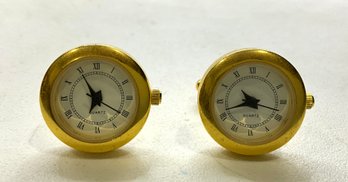 DI43 Vintage Quartz Watch Gola Tone And White Dial Cufflinks