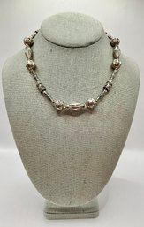 MH19 Sterling Silver Multi Beaded Bali Engraved Chain Necklace 65.92g