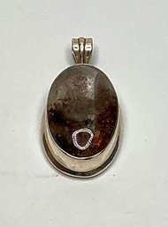 DE40 925 Sterling Silver Pendant Featuring A Polished Lodolite Cabochon 22.96gr