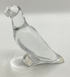 Vintage Baccarat France Signed Clear Crystal Parrot Bird Figurine