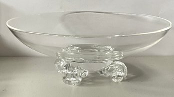 Vintage Steuben Crystal Art Glass Scroll Footed Bowl