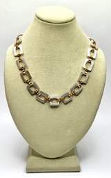DE60 Bold Mexican 925 Sterling Silver Chain Necklace With Gold-tone Links 103.74gr