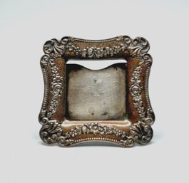 Antique Sterling Silver Floral Repousse Miniature Photo Frame 26.58 Gr