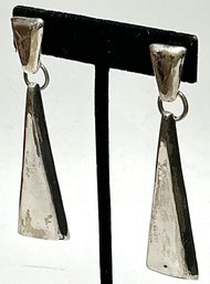 SSS109 Mexican 925 Sterling Silver Triangle Dangle Earrings 23.38gr