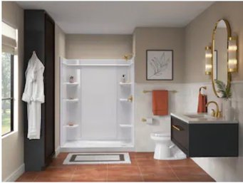Sterling Medley 60-in W X 72-in H White 1 -Piece Direct To Stud Alcove Shower Back Wall Panel