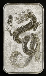 2024 Australia 1 Oz Silver Dragon Rectangular Bullion Bar Coin - .9999 Fine Silver