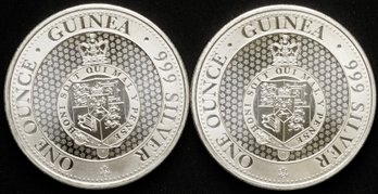 Lot Of Two 2021 St. Helena 1 Oz .999 Silver Rose Crown Guinea - BU (The East India Company)