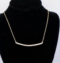 14k Yellow Gold Diamond Curved Bar Necklace .275 Carat TW