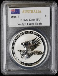 2015-P Australia Silver Wedge Tailed Eagle $1 1oz .999 Fine Silver PCGS Gem BU)