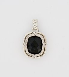 David Yurman Labyrinth Onyx Diamond Enhancer Pendant In Sterling Silver 0.41CTW