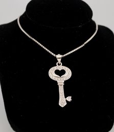 Heart Key Sterling Silver 925 Necklace