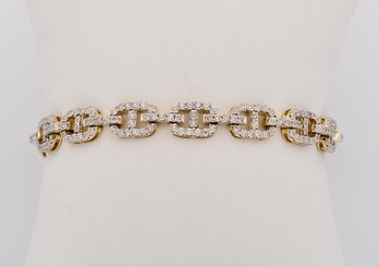 2 Carat TW Yellow Gold Mariner Link Micro-pave  Diamond Mens  Bracelet