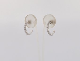 .60 Carat TW White Gold Diamond Semi Hoop Earrings