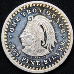 Cauhtemoc .999 Fine Silver 1 Troy Oz. Mexico Aztec Calendar