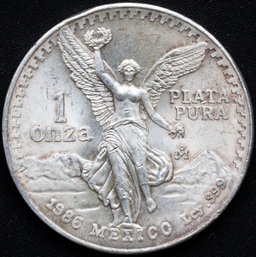 1986 Mexican 1 Oz .999 Silver Libertad
