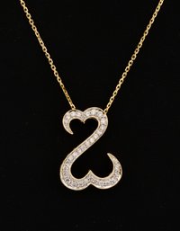 Jane Seymour Open Hearts With Diamonds Pendant In 14k Gold 17' Chain