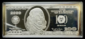 4 Oz .999 Silver Bar - Ben Franklin $100 (original Box/SOA)