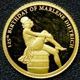 2026 Democratic Republic Of Congo 100 Francs Marlene Dietrich 125th Birthday 0.5g Pure Gold (.9999) Proof Coin