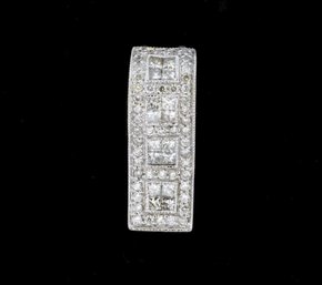 1.00 Carat TW Cluster Diamond Rectangular Slider Pendant 14K White Gold  **NEW ITEM**