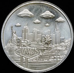 1 Oz UFOs Over Las Vegas .999 Silver Round