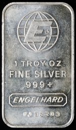 Vintage 1 Troy Ounce Engelhard Fine Silver Bar (.999 Pure)