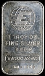 Vintage 1 Troy Ounce Engelhard Fine Silver Bar (.999 Pure)