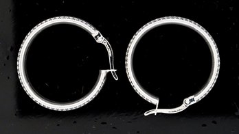 Elegant Diamond-Cut Hoop Earrings In 14K White Gold