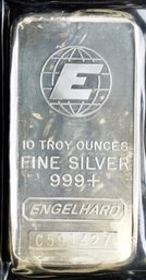 10 Oz Silver Bar - Engelhard (Tall, 'E' Globe Logo)